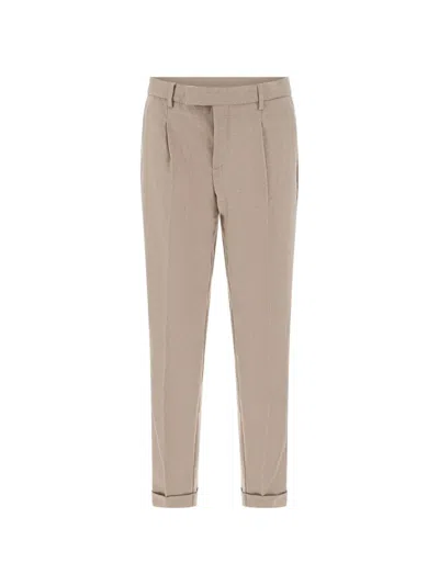 Cruna Tortona Pleated Trousers In Neutral