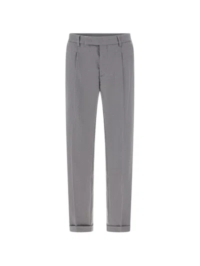 Cruna Tortona Pleated Turned-up Trousers In Gray