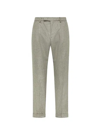 Cruna Tortona Pleated Turn-up Trousers In Gray