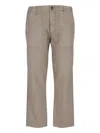 Cruna Beige Straight-leg Trousers With Button Closure In Green