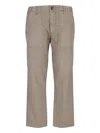 Cruna Beige Straight-leg Trousers With Button Closure In Green