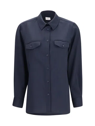 Cruna Virgin Wool Fleece Overshirt In Blue