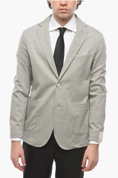Cruna Virgin Wool Notch Lapel Chelsea 2-button Blazer In Gray