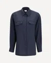 Cruna Blue Structured Flap Pocket Cotton Overshirt In Blue