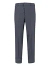 Cruna Mid-rise Grey Wool Trousers With Tailored Finish In Black