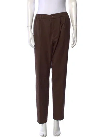 Pre-owned Cruna Virgin Wool Straight Leg Pants In Brown