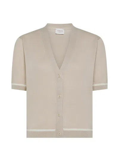 Cruna V-neck Striped Knitwear In Neutral