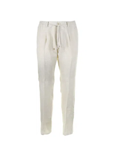 Cruna White Linen Mitte Trousers In Ecru