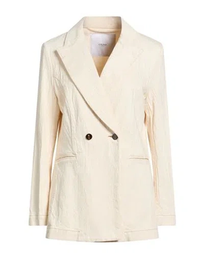 Cruna Woman Blazer Ivory Size 10 Cotton, Rubber In Neutral