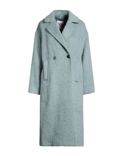 Cruna Woman Coat Slate Blue Size 6 Virgin Wool, Mohair Wool, Alpaca Wool, Polyamide