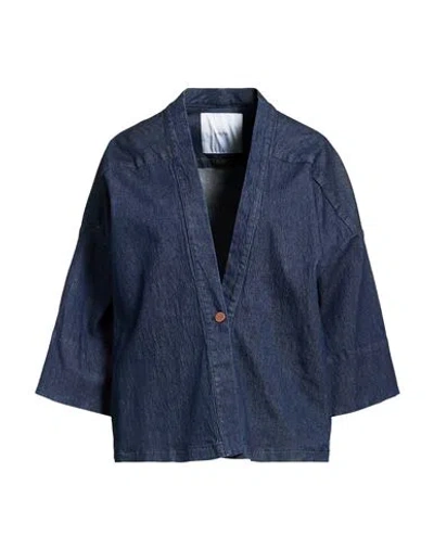 Cruna Woman Denim Outerwear Blue Size 2 Cotton, Lyocell, Natural Rubber