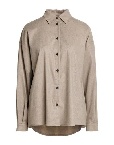 Cruna Woman Shirt Beige Size 8 Viscose, Polyester, Virgin Wool, Elastane In Nude