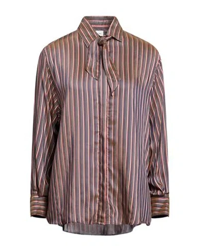 Cruna Woman Shirt Brown Size 4 Viscose, Silk