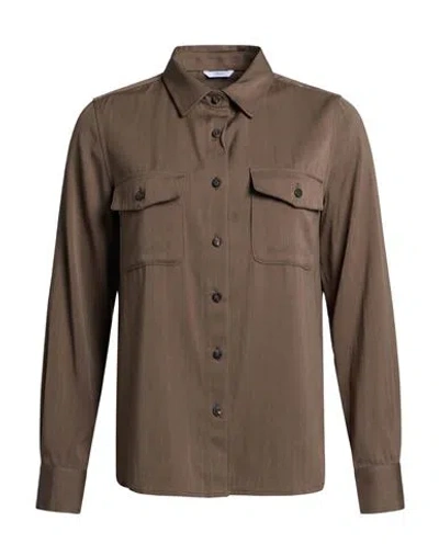 Cruna Woman Shirt Khaki Size 4 Virgin Wool, Polyamide In Brown