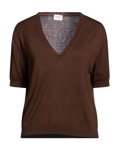 Cruna Woman Sweater Dark Brown Size 4 Silk, Cotton