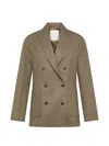 Cruna Structured Boxy Double-breasted Blazer In Brown