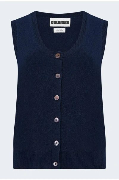 Crush Aly Button Tank In Navy