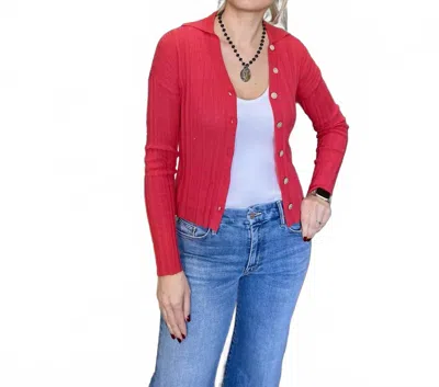 Crush Amarabreeze And Barrell Polo Cardigan In Wild  In Red