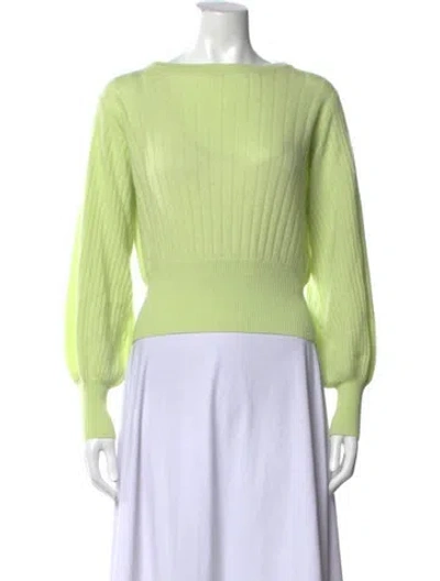 Pre-owned Crush Cashmere Bateau Neckline Sweater In Green