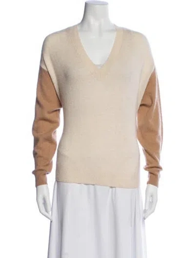 Pre-owned Crush Cashmere Colorblock Pattern Sweater In Neutral