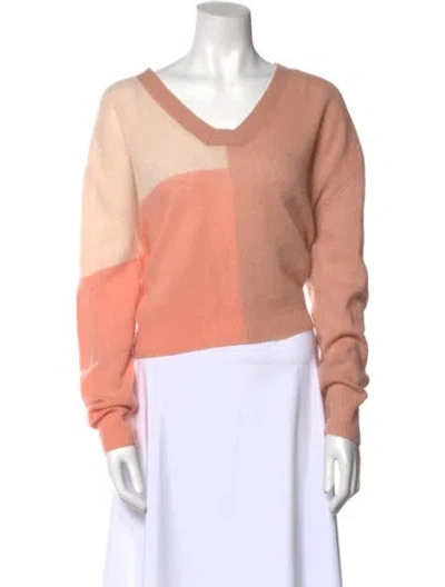 Pre-owned Crush Cashmere Colorblock Pattern Sweater In Pink