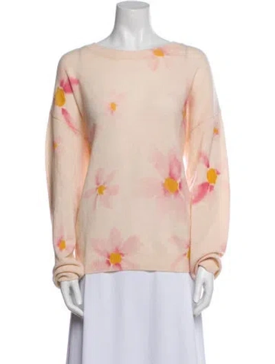 Pre-owned Crush Cashmere Floral Print Sweater In Pink