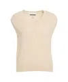 Crush Cashmere Gilet With V-neck And Ribbed Hem In Multi