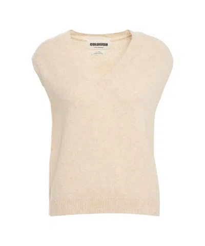 Crush Cashmere Gilet With V-neck And Ribbed Hem In Multi