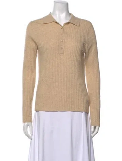 Pre-owned Crush Cashmere Long Sleeve Polo In Neutrals