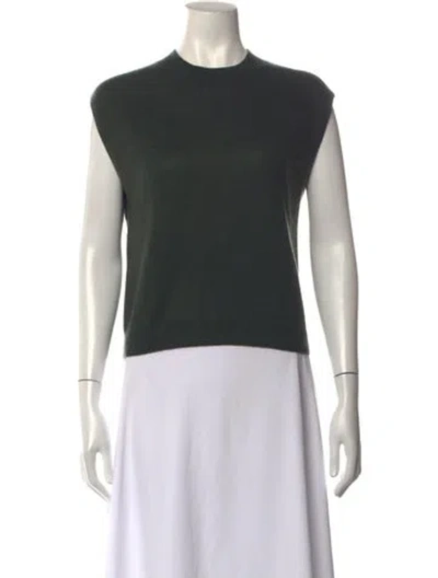 Pre-owned Crush Cashmere Mock Neck Top In Green