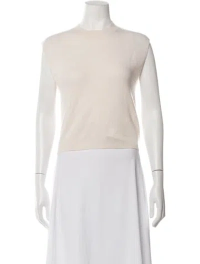Pre-owned Crush Cashmere Mock Neck Top In Neutrals