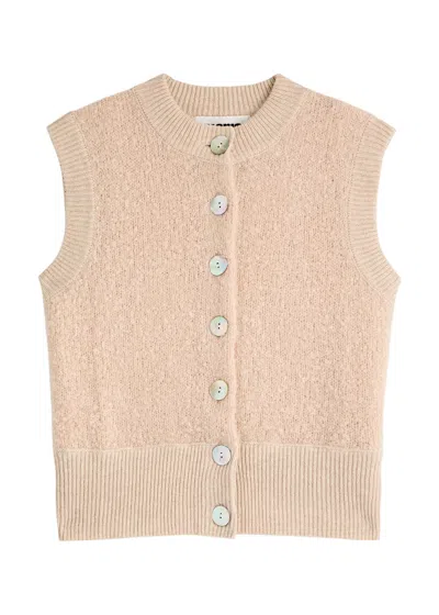 Crush Cashmere Odi Bouclé Mohiar Vest In Beige