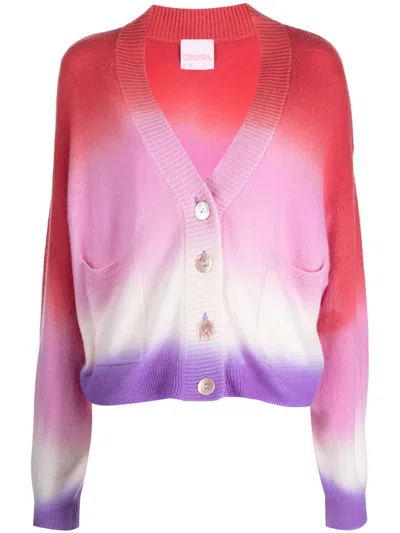 Crush Cashmere Ombre Button-up Cardigan In Pink