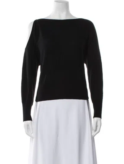 Pre-owned Crush Cashmere One-shoulder Sweater In Black