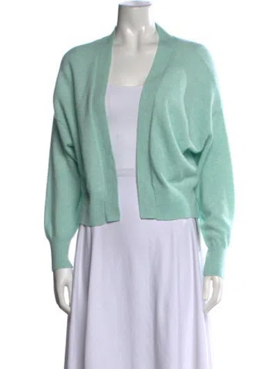 Pre-owned Crush Cashmere Open Front Sweater In Green