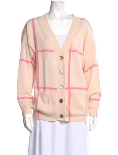 Pre-owned Crush Cashmere Plaid Print Sweater In Pink