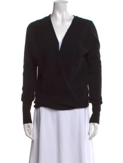 Pre-owned Crush Cashmere Plunge Neckline Sweater In Black