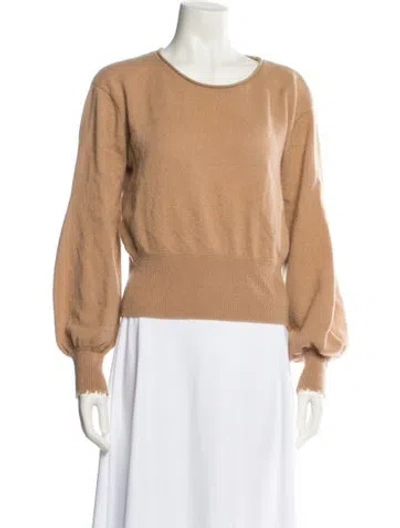 Pre-owned Crush Cashmere Scoop Neck Sweater In Brown