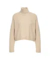 Crush Cashmere Turtleneck Sweater With Cropped Silhouette In Neutral