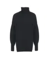 Crush Cashmere Turtleneck Sweater With Ribbed Cuffs In Black
