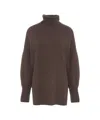 Crush Cashmere Turtleneck Sweater With Ribbed Details In Gray