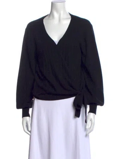 Pre-owned Crush Cashmere V-neck Sweater In Black