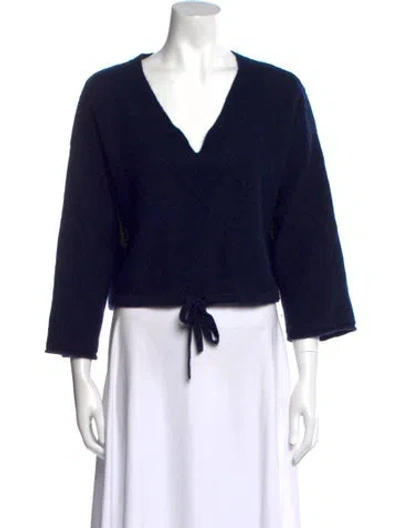 Pre-owned Crush Cashmere V-neck Sweater In Blue