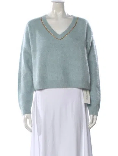 Pre-owned Crush Cashmere V-neck Sweater In Blue