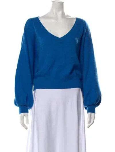 Pre-owned Crush Cashmere V-neck Sweater In Blue