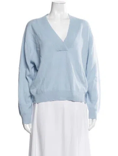 Pre-owned Crush Cashmere V-neck Sweater In Blue