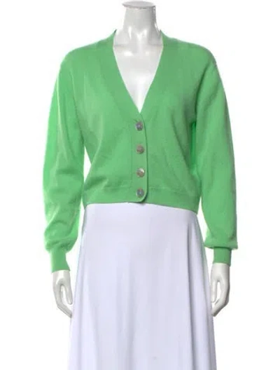 Pre-owned Crush Cashmere V-neck Sweater In Green
