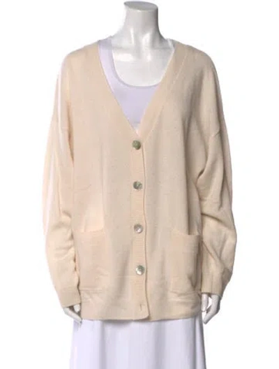 Pre-owned Crush Cashmere V-neck Sweater In Neutral