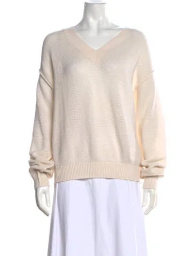 Pre-owned Crush Cashmere V-neck Sweater In Neutral