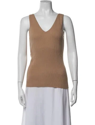 Pre-owned Crush Cashmere V-neck Sweater In Neutrals